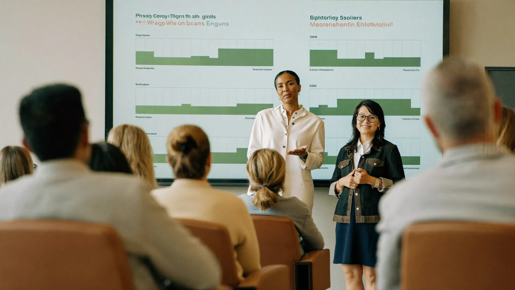 An Institute of Health educator teaching a seminar room of practitioners